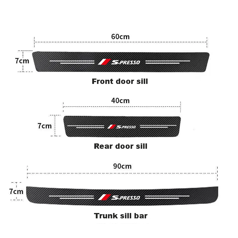 Fibra De Carbono Carro Porta Threshold Scuff Adesivos, Auto Decalques, Suzuki Spresso Acessórios