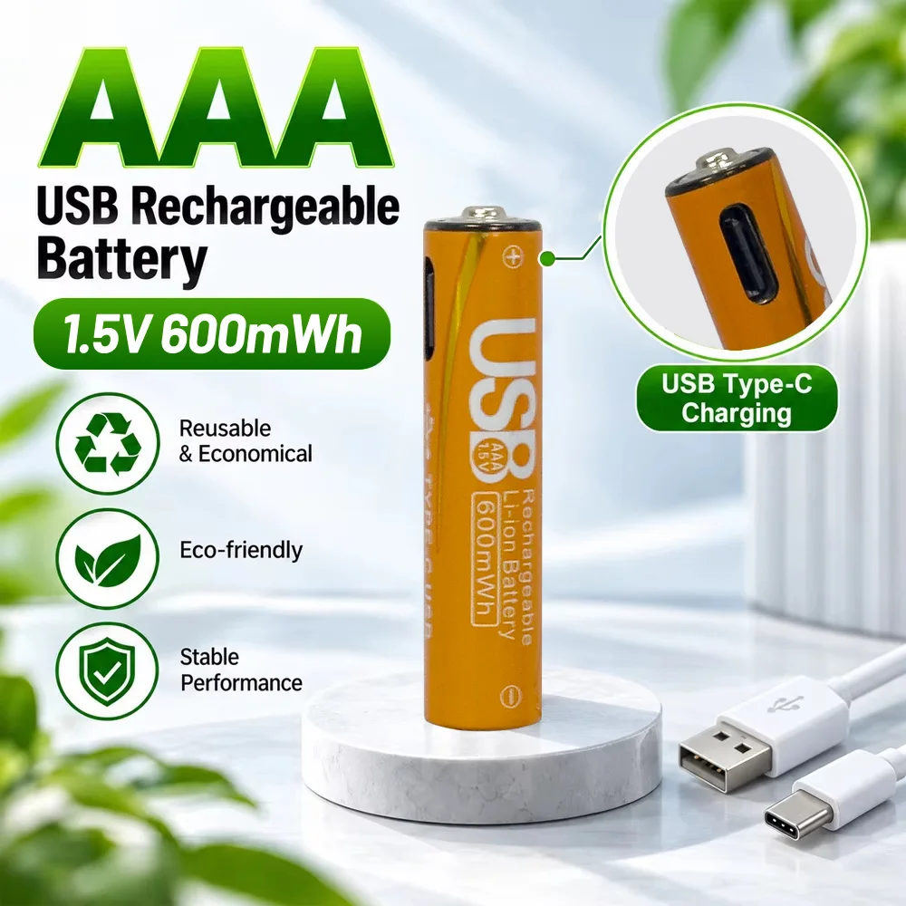 1.5V AA AAA Rechargeable Rechargeable Battery Pack AA 2200mWh AAA 600mWh, USB Charger For Digital Camera Toy Clock Video Game