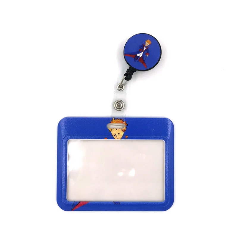 Blue Little Prince Cartoon Cute Credit Card Holder Lanyard Women Men Kid Student Badge Reel ID Name Clid Card Badge Holder