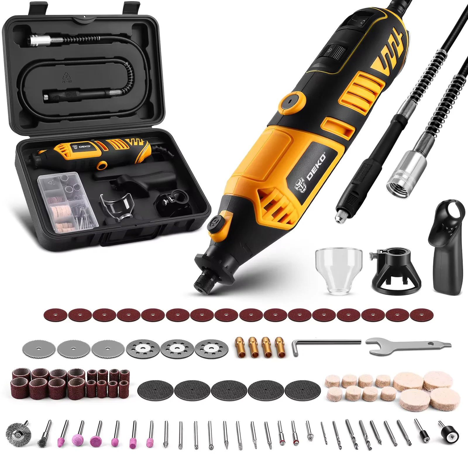 DEKO 220v Rotary Tool Kit Power Hand Rotary Tools Mini for Wood/Metal, Electric Grinder Drill Machine