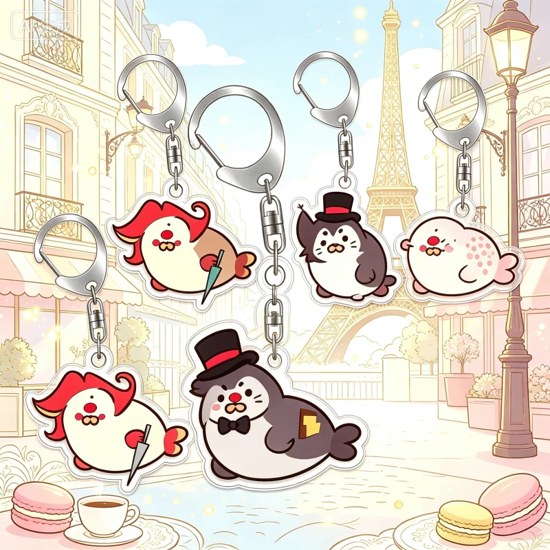 For Hazbin Hotel  Homemade Rouge Monsieur Pipo Lulu Fifi  Acrylic Keychain Pendant Bag Charms Game Anime Collection Toy Gift 5cm