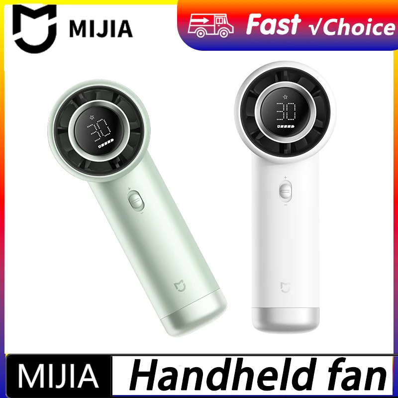 new-mijia-handheld-fan-neck-fan-100-speed-​​settings-powerful-fan-40-hour-battery-life-led-digital-display-type-c-charge