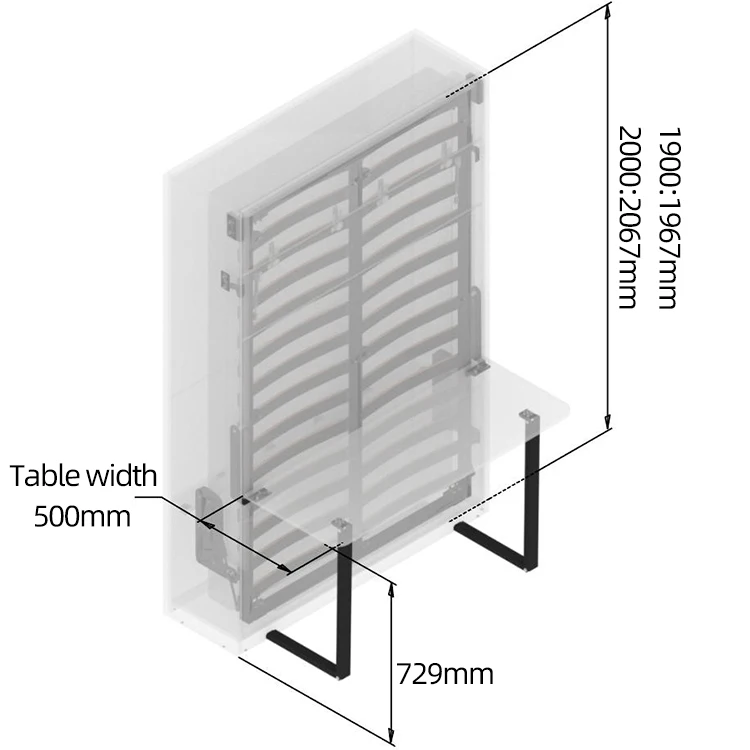 Murphy Bed Manual Vertical Folding Space Saving Wall Bed Hardware Kit With Desk Leg for Bedroom