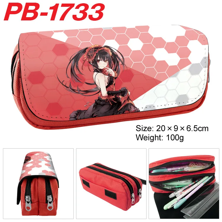 Imagem -02 - Anime Data ao Vivo Kotori Itsuka Tokisaki Kurumi Lona Dupla Camada Lápis Grande Capacidade Caixa Lápis Escola Escritório Pen Bag