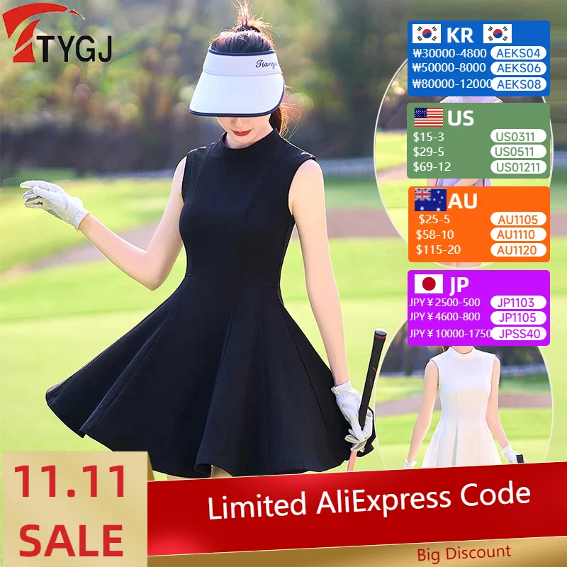 

Платье для гольфа TTYGJ с высокой талией и шортами для женщин, плиссированная юбка без рукавов, Женская Спортивная одежда для отдыха на открытом воздухе, теннисные платья для гольфа