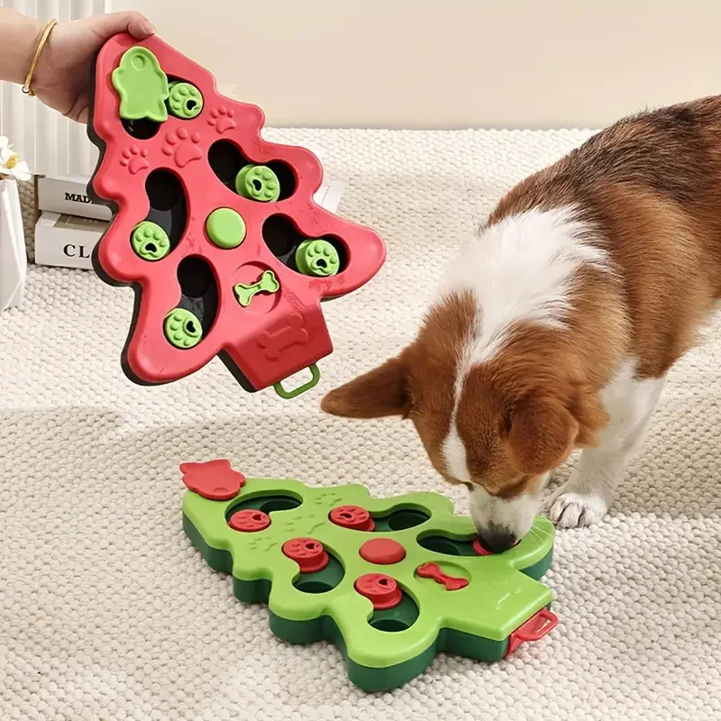 

Christmas Tree-Shaped Slow Feeder Bowl for Dogs & Cats - Interactive Puzzle Toy, Non-Slip Base, Battery-Free Plastic