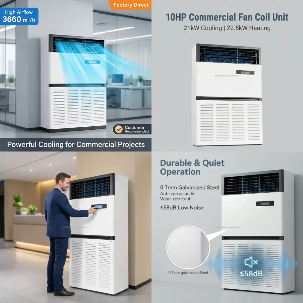 

Intelligent Control Vertical Cabinet Fan Coil Unit 21KW Cooling 22KW Heating with Touch Screen
