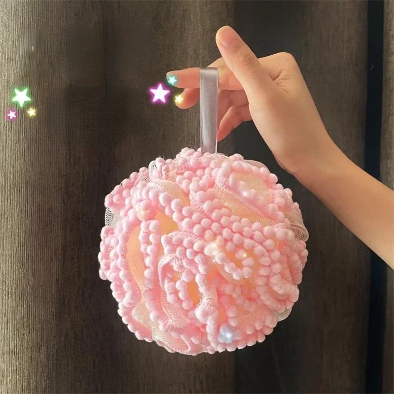 Soft Mesh Bath Sponge Balls Skin Cleaning Brush Shower Puff Body Cleaner Exfoliating Scrubbers Bath Flower Bathing Accessories