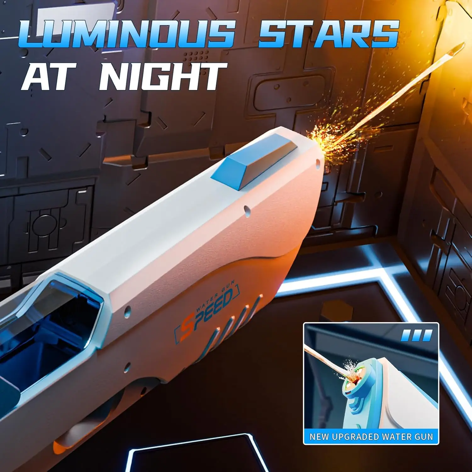 مسدسات المياه الكهربائية مع لهب كمامة واقعي، مسدسات بخ عالية السعة للصيف في الهواء الطلق على الشاطئ وحمام السباحة، لعبة هدية للحفلات #3