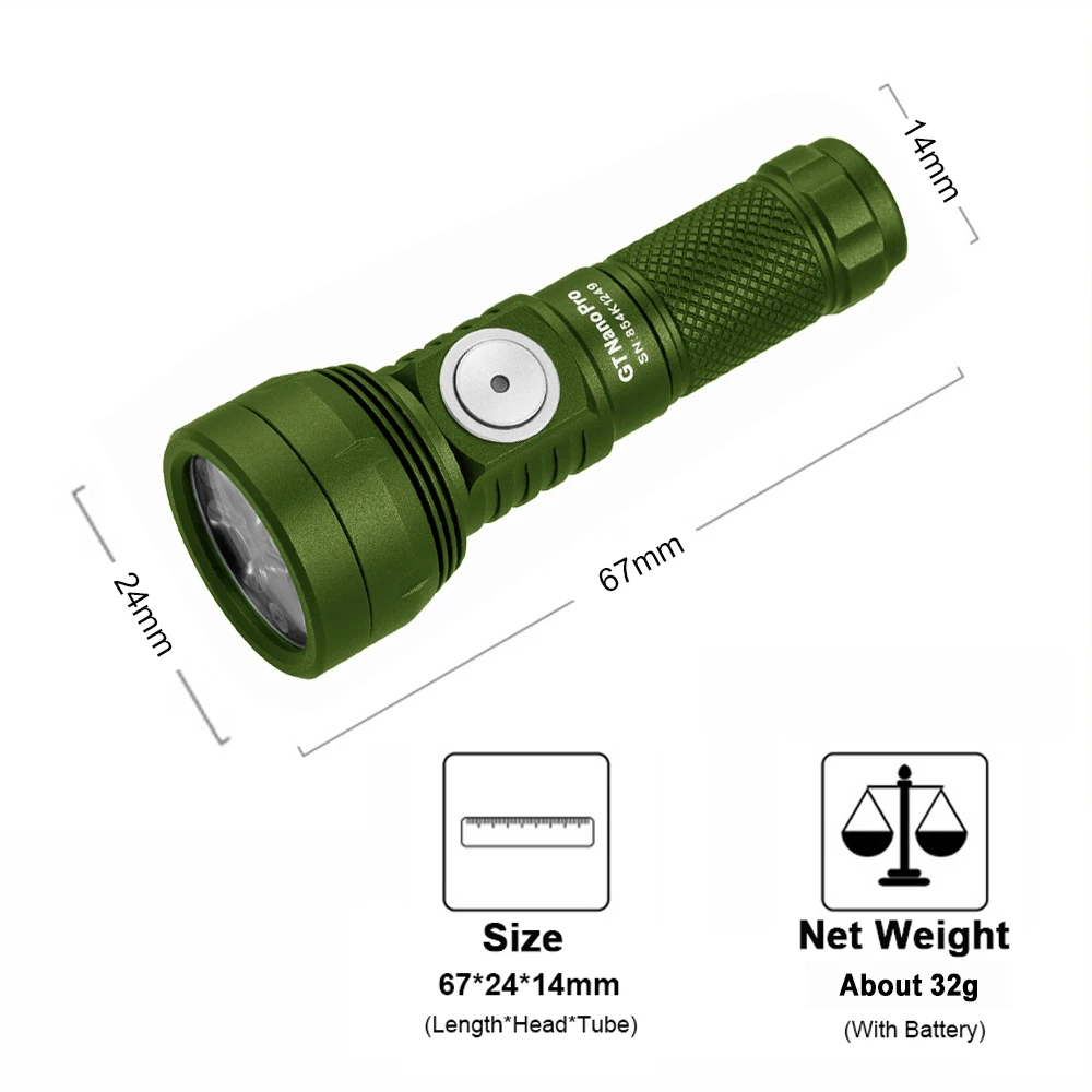 Outdoor Fishing Lighting Camping Lantern EDC LED Flashlights 1600LM Type C Rechargeable Lamp Self Defense Torch GT NANO PRO 3.0 view 4
