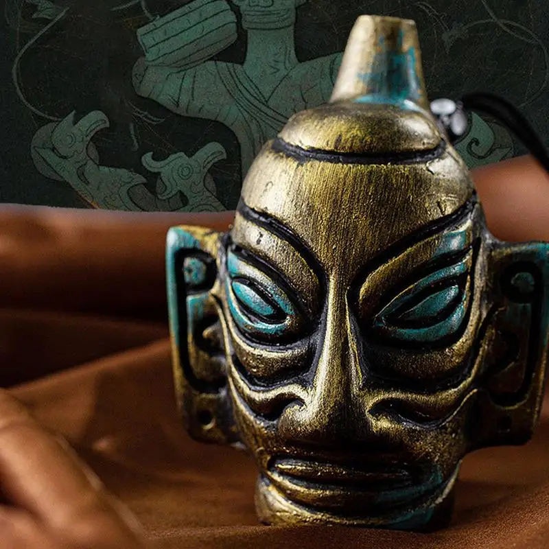 Aztec Ghost Whistle Halloween Whistle Ancient Bronze Screaming Skull Whistle Loud Sound Prop Whistle For Desktop Home Decor