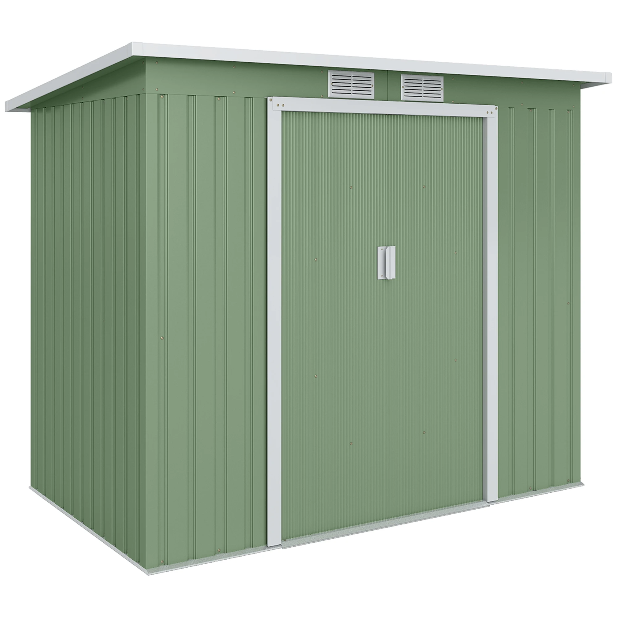 Caseta de Jardín 213x130x172 cm, Caseta Metálica para Exteriores para Almacenamiento de Herramientas, Verde Oliva