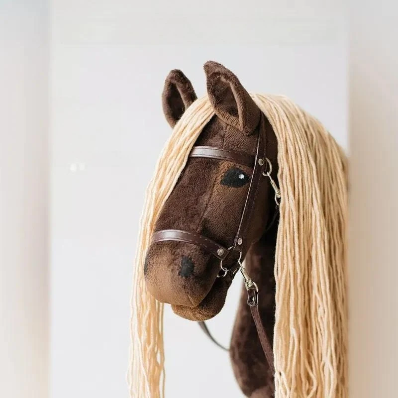 Childrens Toy Horse Head Stick Soft Plush Simulation Design Leather Bridle Reins Holiday Gift Creative Gift
