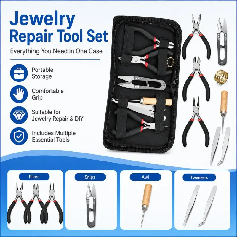 1 Pack Jewelry Making Supplies Kits with Jewelry Pliers Jump Rings Opener Awl Thread Scissors for Jewelry Repair Jewelry Making