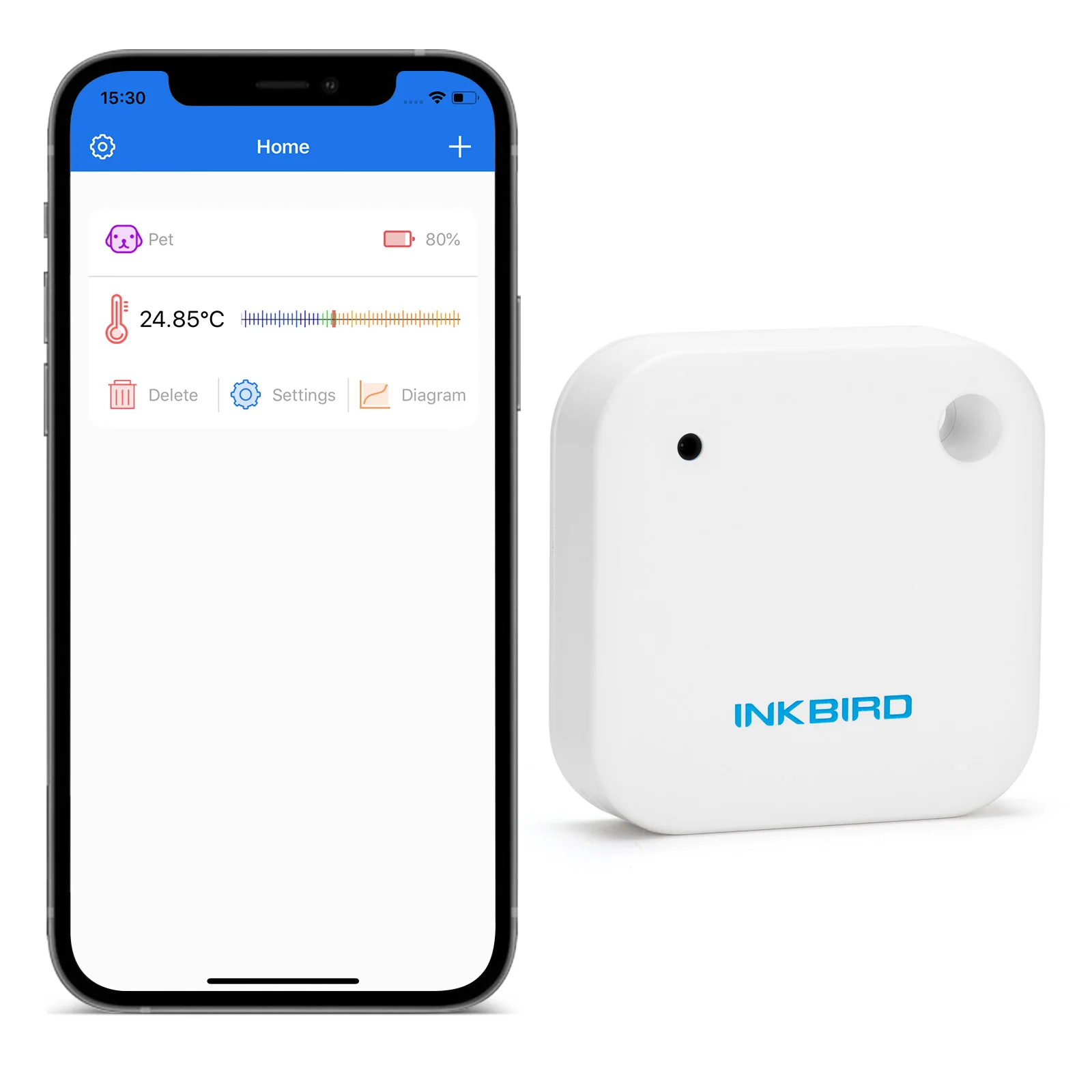 INKBIRD IBS-TH2 Inteligentny czujnik temperatury i wilgotności IPX4 Bluetooth Termometr i higrometr Rejestrator do przechowywania żywności i warzenia piwa
