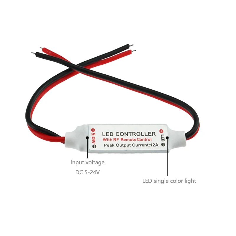 Miniregulador de intensidad LED de un solo Color, Control remoto inalámbrico RF, 11 teclas, DC 5V, 12V, 24V, 12A, 5050, 2835, 3014, tiras de luces