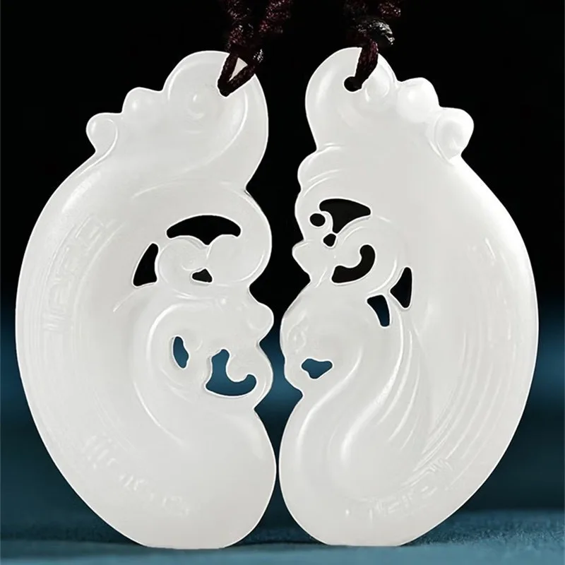Natural Hetian , White Pair Pendants, Engagement Wedding Jade Ornaments, Auspicious And P