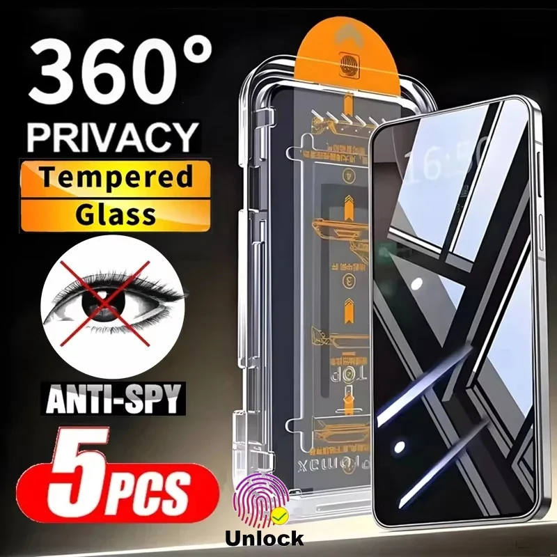 5PCS Anti-Spy Glass For Xiaomi Poco X8 Pro Max F8 Ultra X8 Pro F8 Pro Fingerprint Unlock Dust Free Easy Install Tempered Glass
