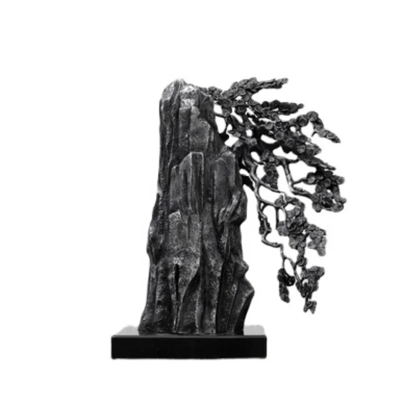 hot sale  Wood Artificial Greeting Pine Rockery Bonsai Modern Living Room And Tea Room Dry Landscape Zen Entrance Decoration