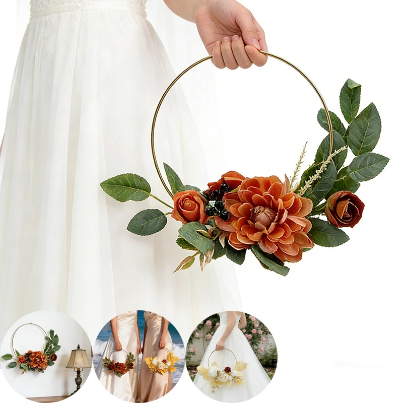 

Wedding Bride Holding Flower Wreath Home Bedroom and Living Room Wall Decoration Bouquet Wedding and Party Accessories Ornaments