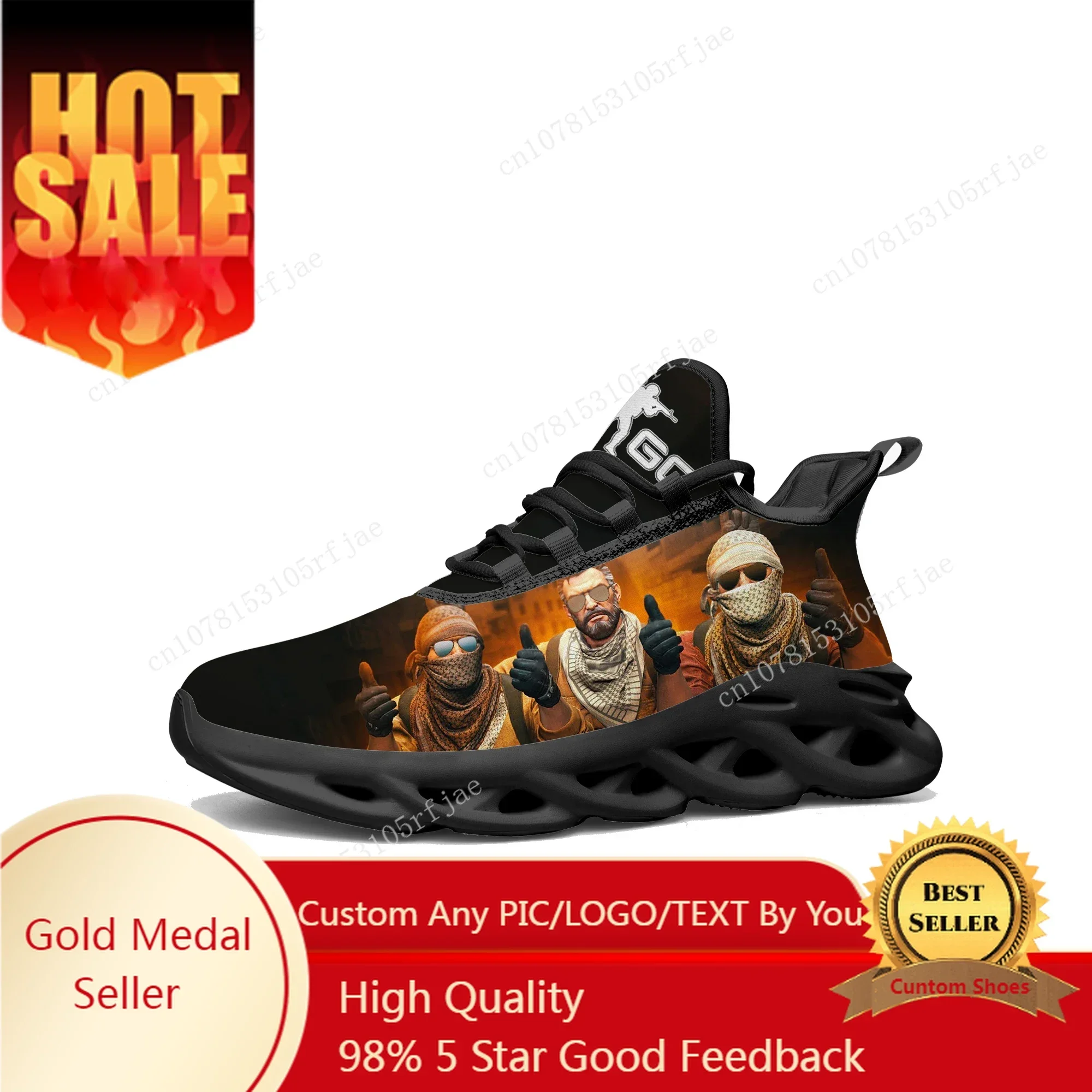 

Cartoon Game Counter Strike Global Offensive Flats Sneakers Mens Womens Sports Running Shoes Tailor Made Lace Up Shoes