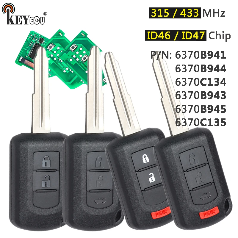 

KEYECU 315MHz/ 433MHz 6370C134 6370B941 6370B943 Remote Key Fob for Mitsubishi Eclipse Cross Mirage Lancer Outlander sport ASX