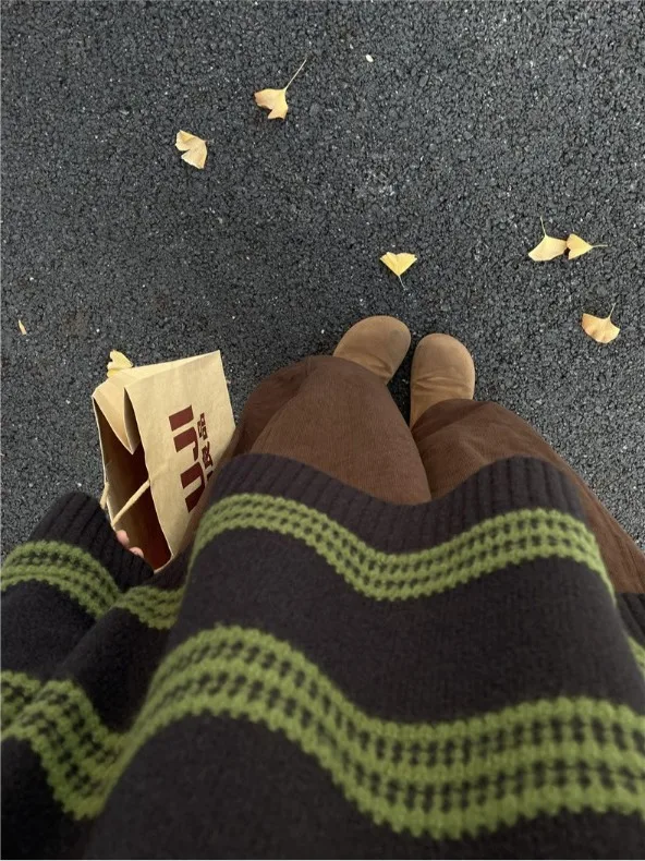 الرجعية اللون Blo المرأة تريكو سترة شريطية ملابس داخلية قاعدة طبقة طويلة Sve جولة Ne منتظم صالح الخريف الشتاء جديد... #4