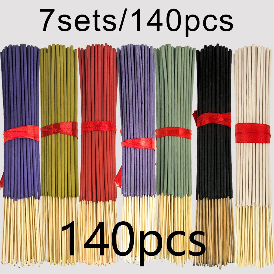7 Sets mit je 140 Räucherstäbchen, Erhältlich in vier Saison-Sets: Rose, Lavendel, Sandelholz, Jasmin, Minze, Kirschblüten, Kräuter und Drachenblut-Holz, mit je 20 Stäbchen pro Packung, Geeignet für