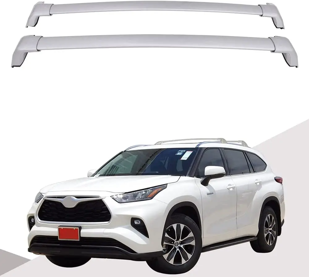 Silver Cross Bars Roof Racks Fit for 2020 2021 2022 2023 Toyota Highlander XLE XSE Limited Platinum (Models with Side Rails)