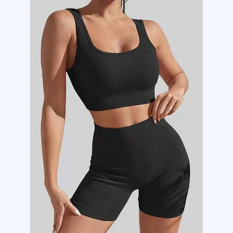 

High Waist Butt Lift Leggings Set Quick Dry Sports Bra and Shorts Yoga Workout Outfit Women Gym Fitness Athletic Wear Crop Top