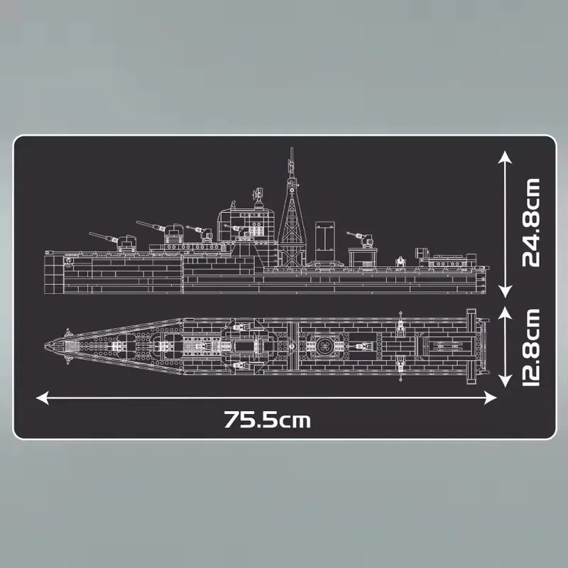 1815ピース バーター級駆逐戦艦 組み立てブロック モデルシップセット モジュール式ビルディングブロック 組み立てモデルキット DIYおもちゃ ギフト