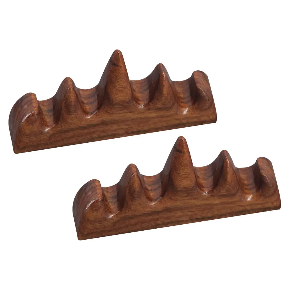 

2pcs Calligraphy Holder Mountain Shaped Wood Carving Natural Material For Study Room Office Organizing Brushes Wooden Brush Rest