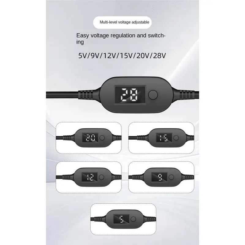 U SB C PD To DC 5V 9V 12V 15V 20V 28V Adjustable Voltage Power Boost Cable 140W Universal Adapter Cord For Laptop