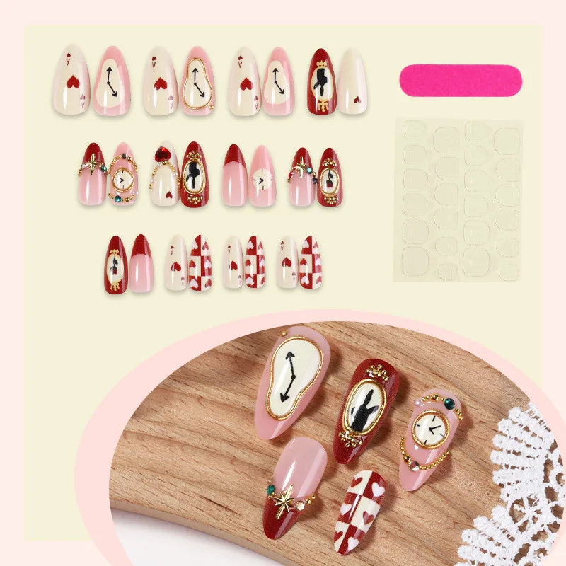 24Pcs Fake Nails Almond-Shaped Caramel-Colored with Star and Brown Spots Press-On Nails—Perfect As A Gift for Girls and Friends