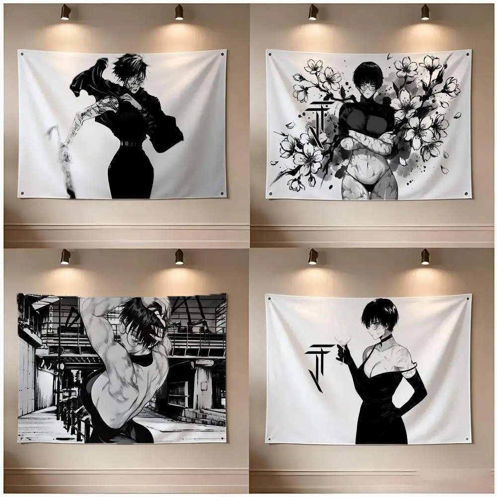 Anime Character Jujutsu Kaisen Maki Zenin Flags Borderless Four Ring Ornament Indoor Outdoor Decoration Quick Hang Install