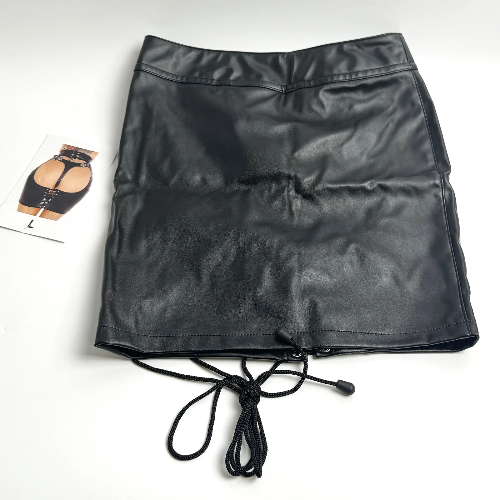 

LILUPLAY New Sexy Women's PU Leather Mini Skirt Lingerie with Thong Mooning Spanking Design Erotic Night Clubwear for Ladies