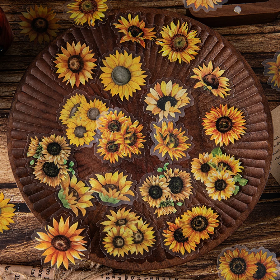 قطعتان من ملصقات الزهور ذاتية اللصق، مصنوعة من مادة PET المقاومة للماء، مناسبة لتزيين القرطاسية والمذكرات وسجلات القصاصات وغيرها