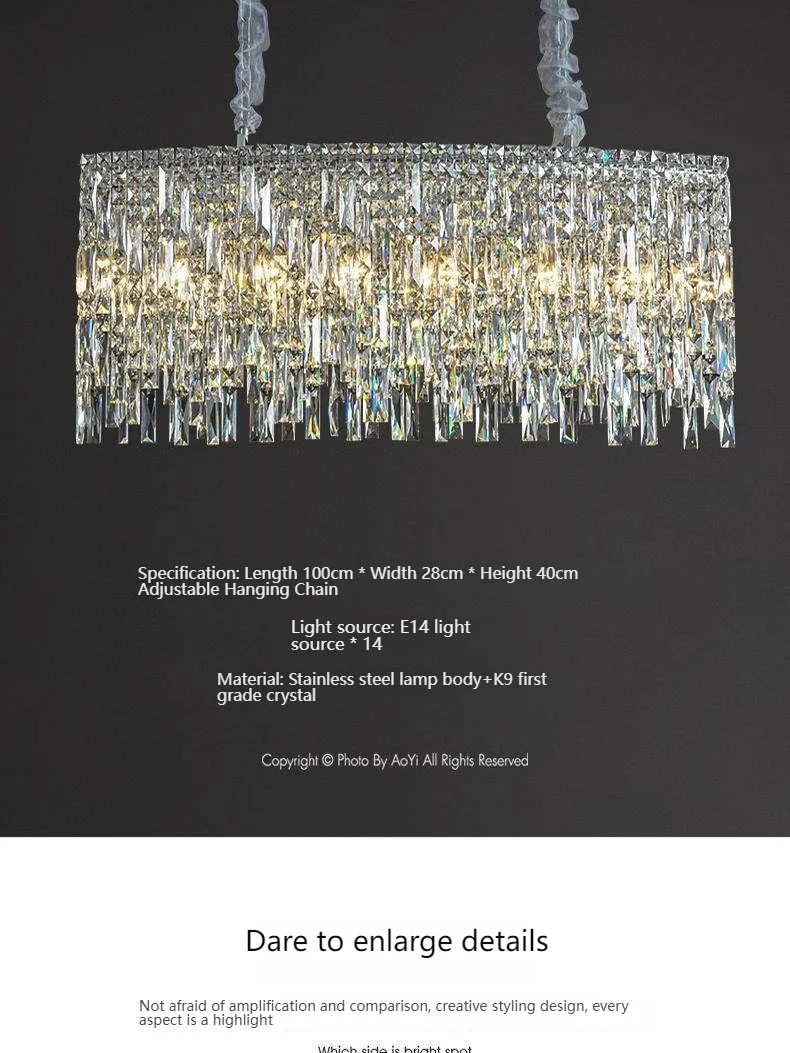 Living room chandelier crystal lamp luxury villa living room light Italian light luxury tassel dining room bedroom main light