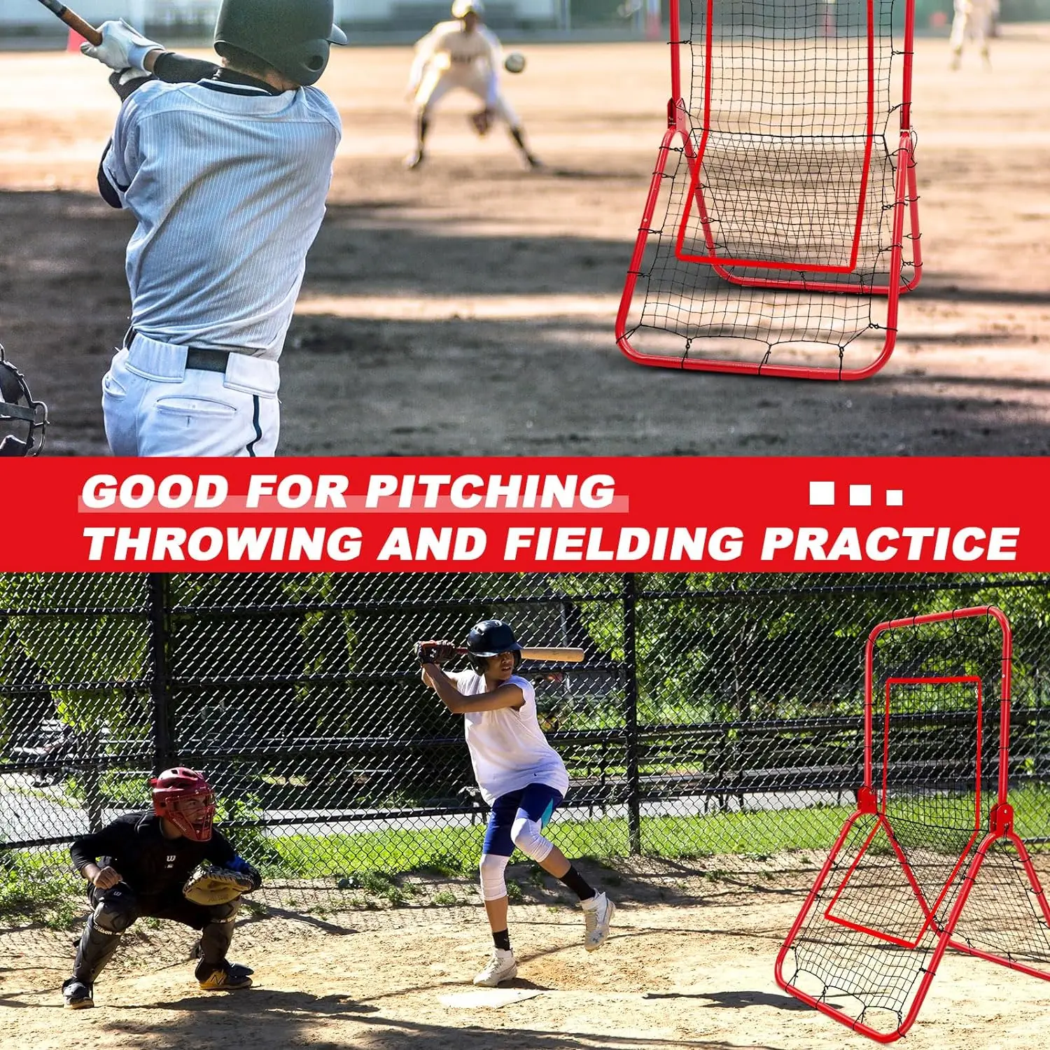 Heavy Duty Practice Rebounder Net Portable Backboard for Indoor Outdoor Training