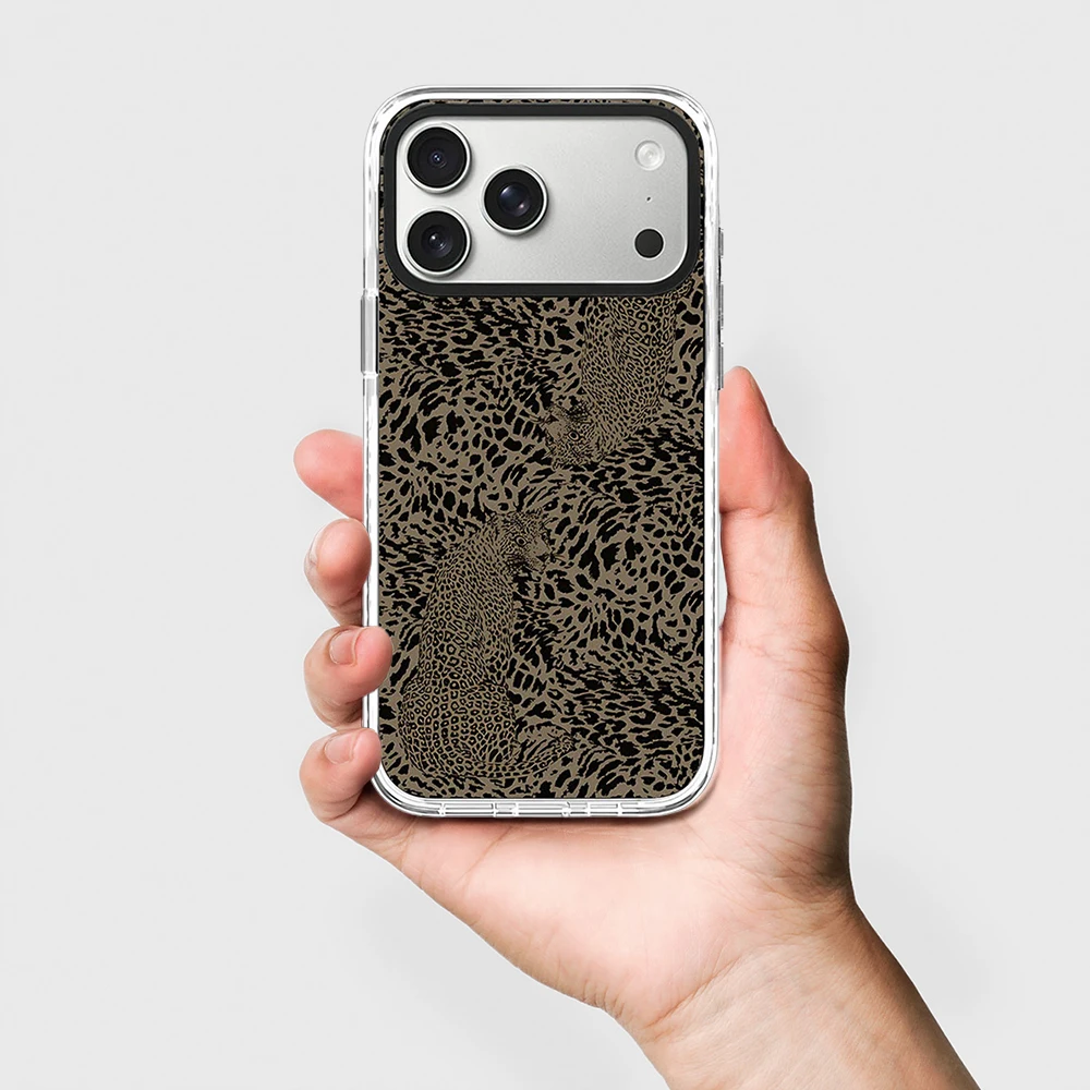 Creative Leopard Print Leopard White Border Magnetic Phone Case Cover for IPhone 13 14 15 16 17 18 Pro Max Case Air