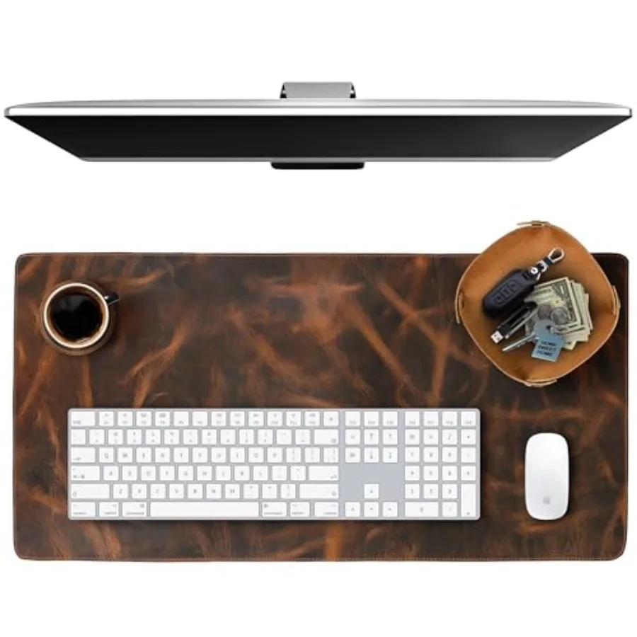 Leather Desk Pad Real Leather Desk Mat Desk Cover Desk Blotter Desk Protector Large Computer Mat for Keyboard Gaming Mouse Pad