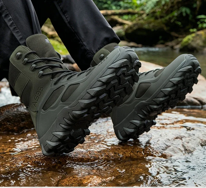Herren Neue Armee-Stiefel Outdoor Wasserdichte Ultraleichte Arbeits-Taktische Stiefel Schnür-Camping-Stiefel Rutschfeste Hochwertige Wüstenstiefel – Detail 26