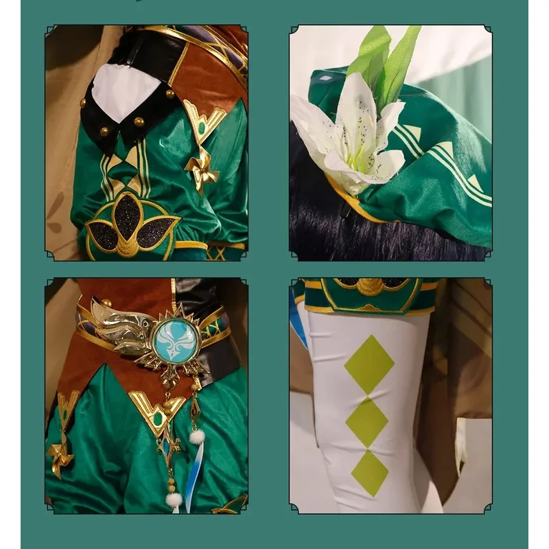 ZA01 【Wetrose】 w magazynie Venti SSR przebranie na karnawał Barbatos Anemo Archon Venti Barbatos pełny zestaw peruka Halloween ShoesZa0@