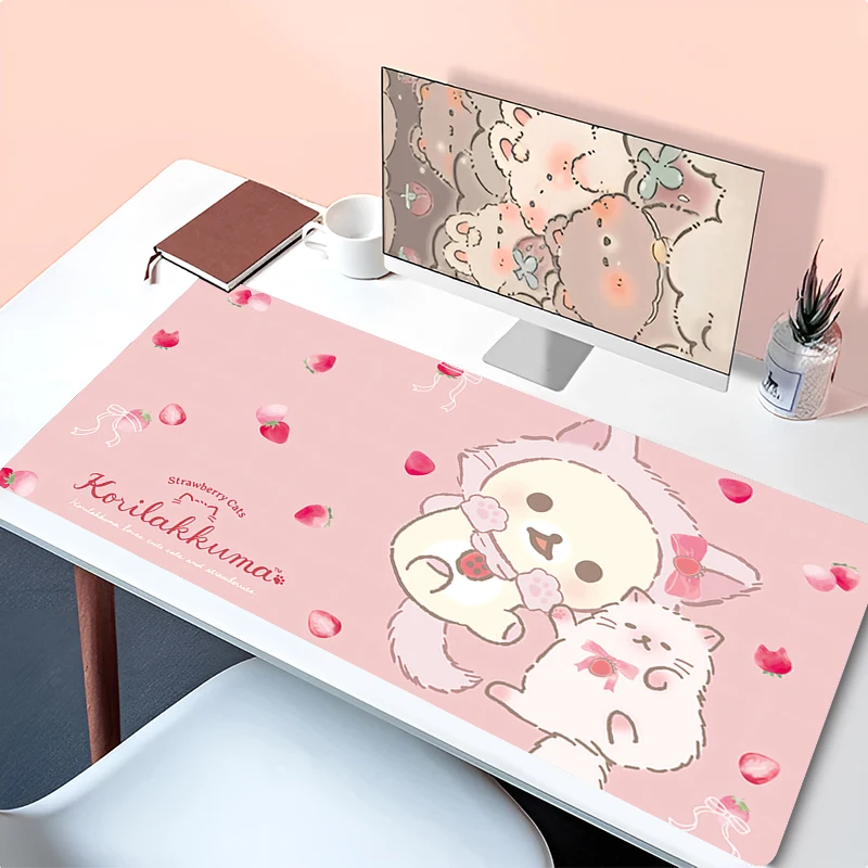 Mouse Pad Kawaii Strawberry Anime Mousepad Laptop R-rilakkuma Gaming Accessories Desk Mat PC Cute K-korilakkuma HD Keyboard Pad