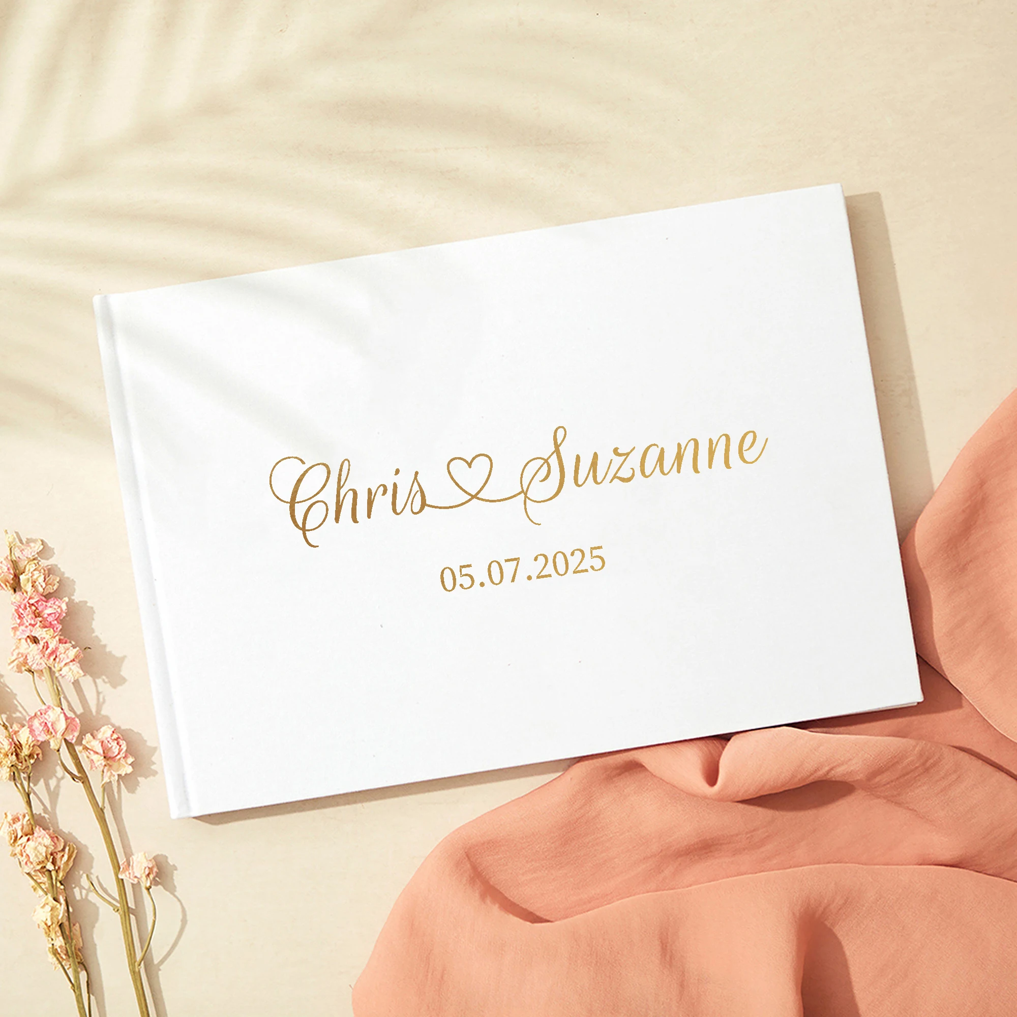 Personalized Guest Book for Wedding Noble Message Photo Album Simple Elegant Horizontal Wedding Reception Signing Book Party Fav