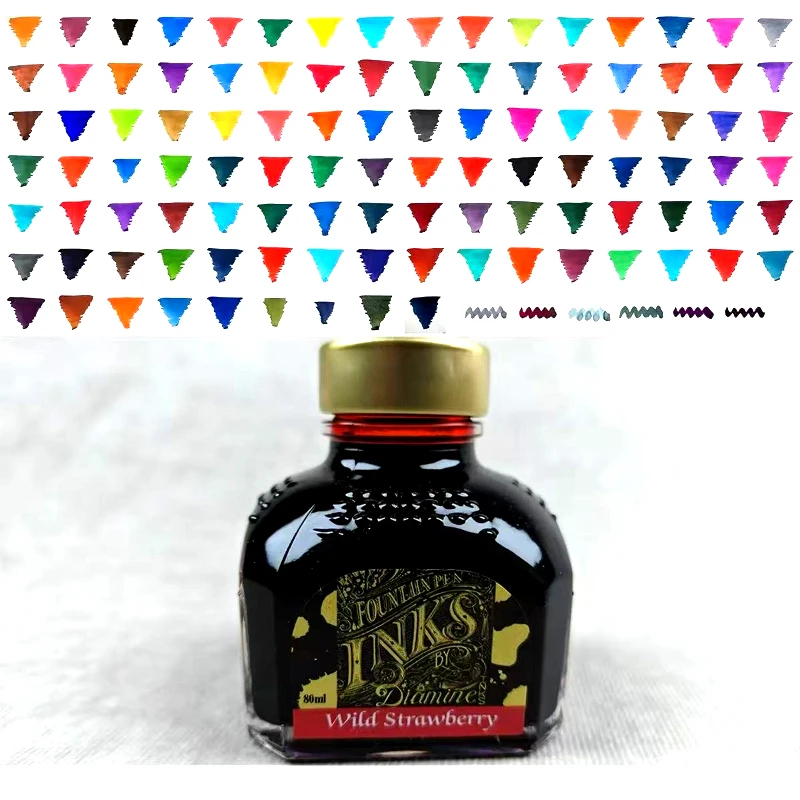 DIAMINE Fountain Pen Ink 80ml Wild Strawberry Red Dye Based Non Carbon Color Ink for Journal Hand Writing Drawing Stationery Ink