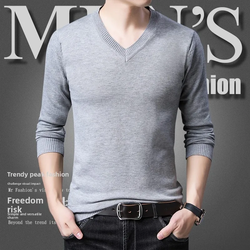 

Slim Fit V-Ne Knitwear Men's Faionable Color Sweater Thin Sle Base Layer irt Spring Autumn Youth Active Sle