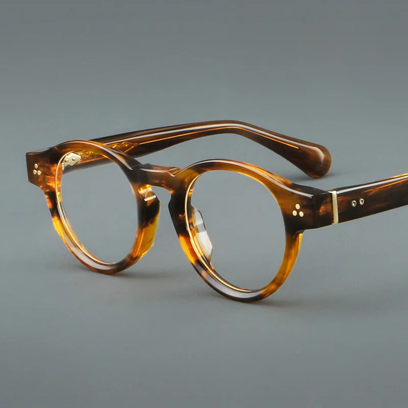 

Круглые оправы для очков ручной работы в стиле ретро для мужчин и женщин, винтажные круглые очки для женщин, модные толстые ацетатные очки высшего качества