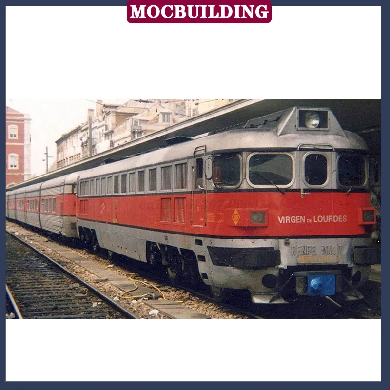 MOC Urban Railway Transport Train Model Building Blocks Light Rail Train Passenger Car Collection Series Toy Gifts