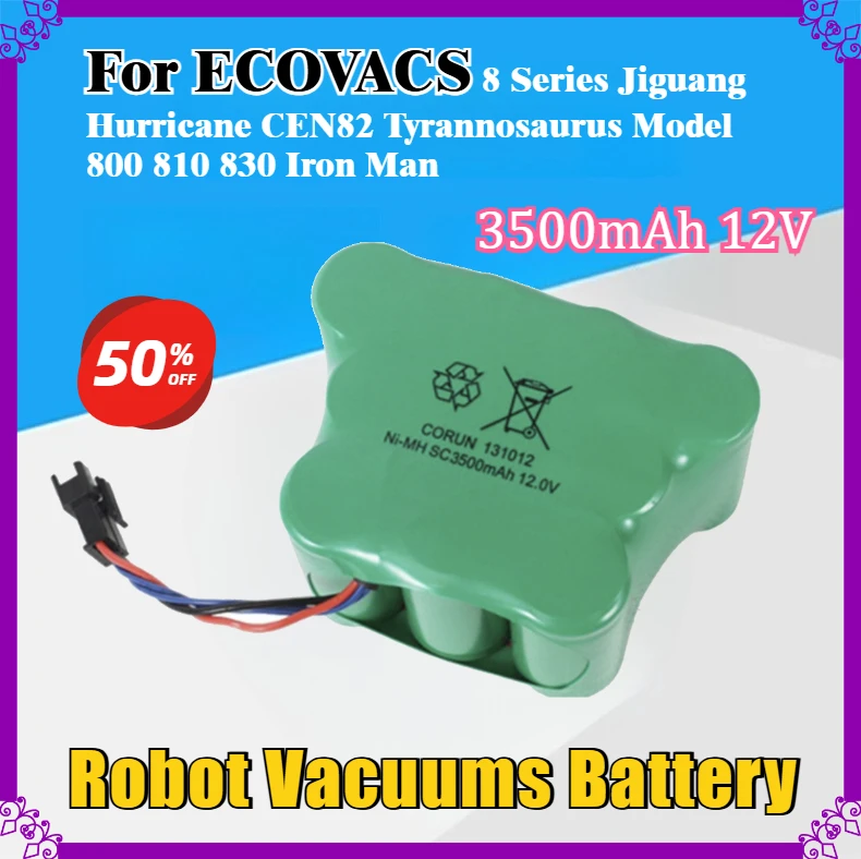 3500mAh 12V Robot Vacuums Battery Pack for ECOVACS 8 Series Jiguang Hurricane CEN82 Tyrannosaurus Model 800 810 830 Iron Man